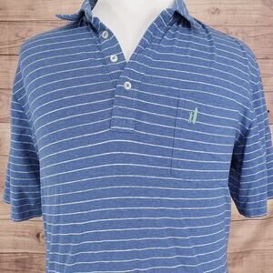 johnnie-O Polo Shirt Mens XL Blue Striped Hangin Out Short Sleeve Cotton Spandex